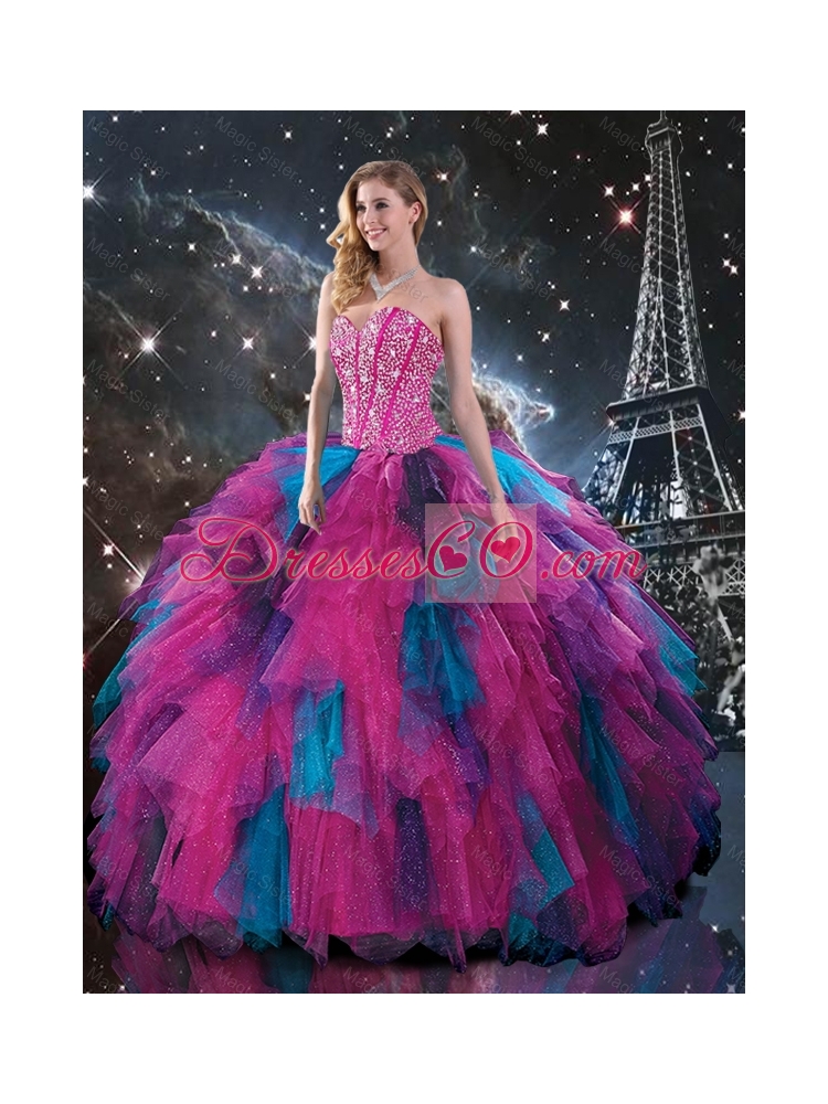 Fall New Style Multi Color Quinceanera Dress with Beading
