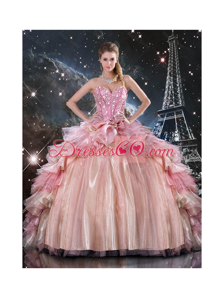 Spring Pretty Ball Gown Beaded Tulle Detachable Quinceanera Dress with Belt