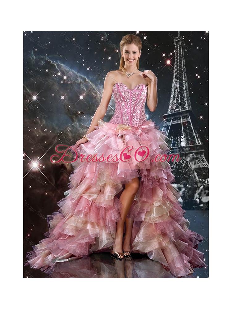 Spring Pretty Ball Gown Beaded Tulle Detachable Quinceanera Dress with Belt