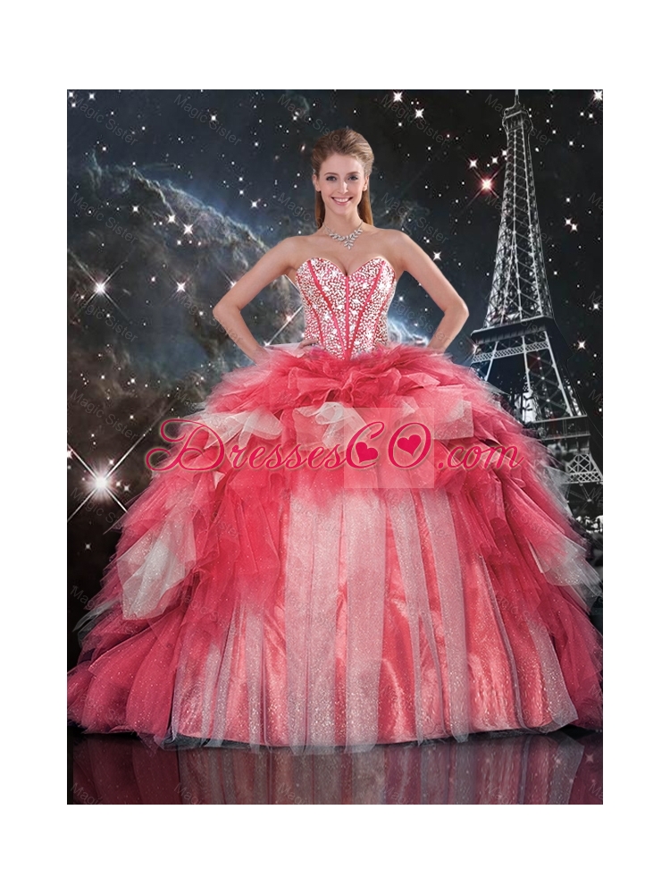 Summer Discount Beaded Ball Gown Quinceanera Dress with Brush Train