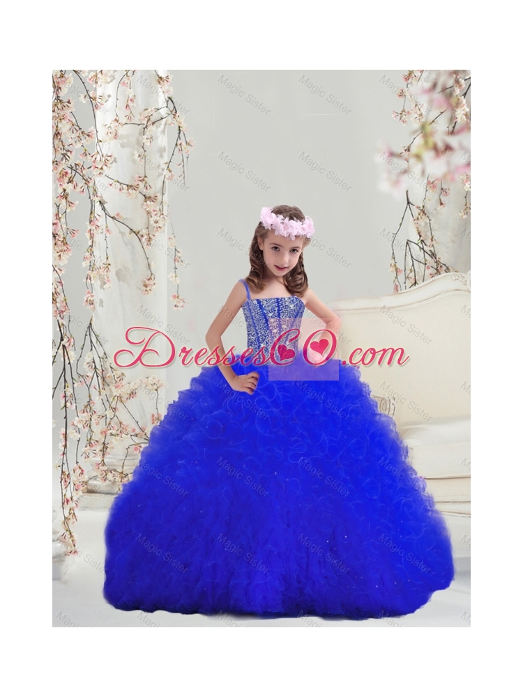 Winter Detachable Beaded and Ruffles Quinceanera Dress in Royal Blue