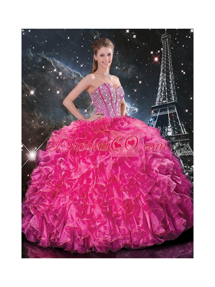 Luxurious Fall Floor Length Quinceanera Gowns with Beading and Ruffles