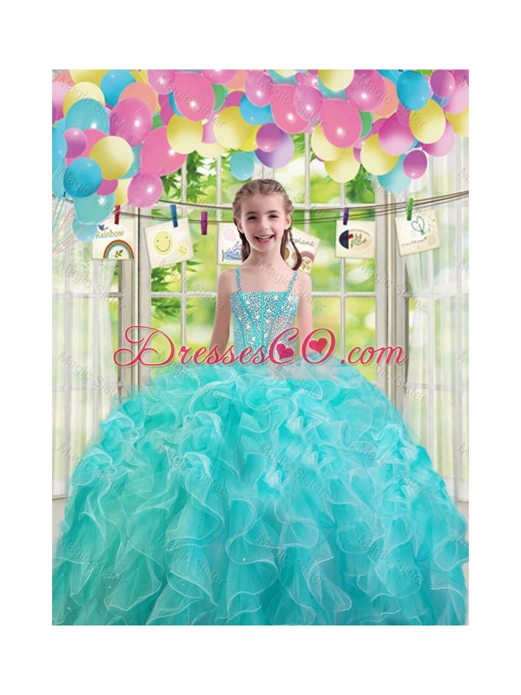 Lovely Aqua Blue Mini Quinceanera Dress with Ruffles and Beading