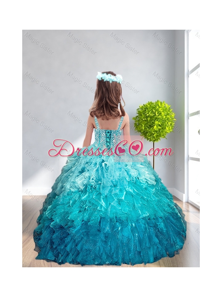 Simple Straps Mini Quinceanera Dress with Beading and Ruffles for