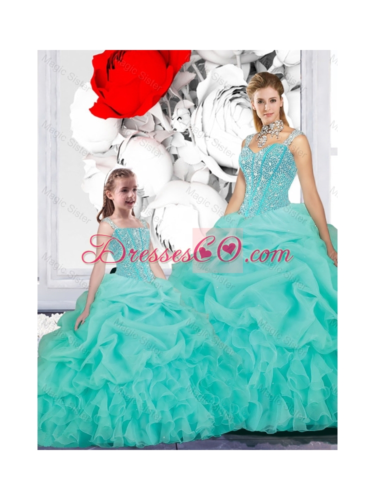 Spring New Style Ball Gown Straps Matching Sister Dress in Turquoise