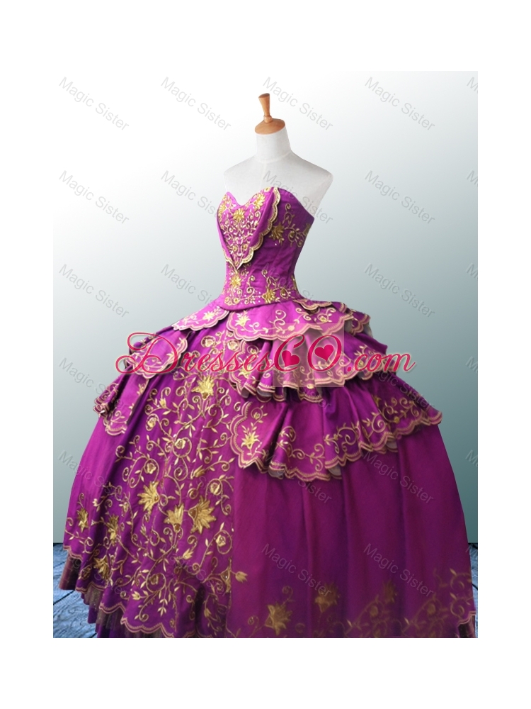 Beautiful Ball Gown Fuchsia Quinceanera Dress with Appliques