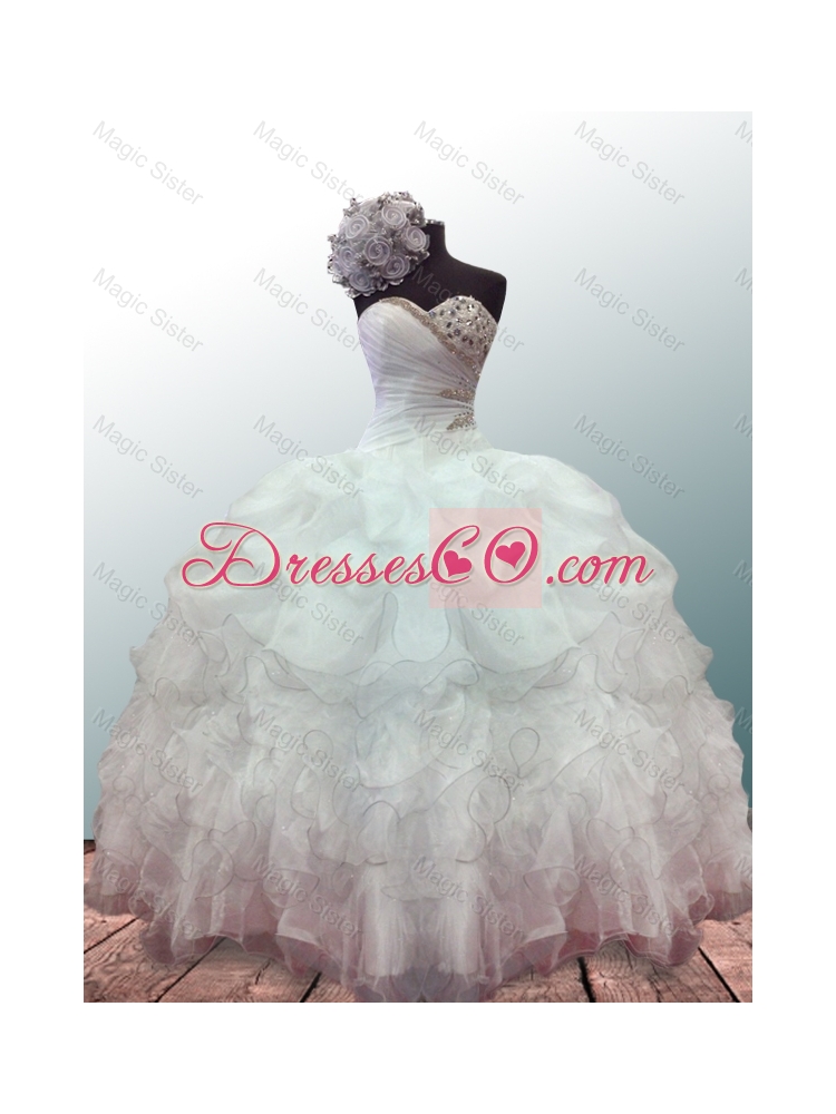 New Style Ball Gown White Quinceanera Dress with Beading and Ruffles