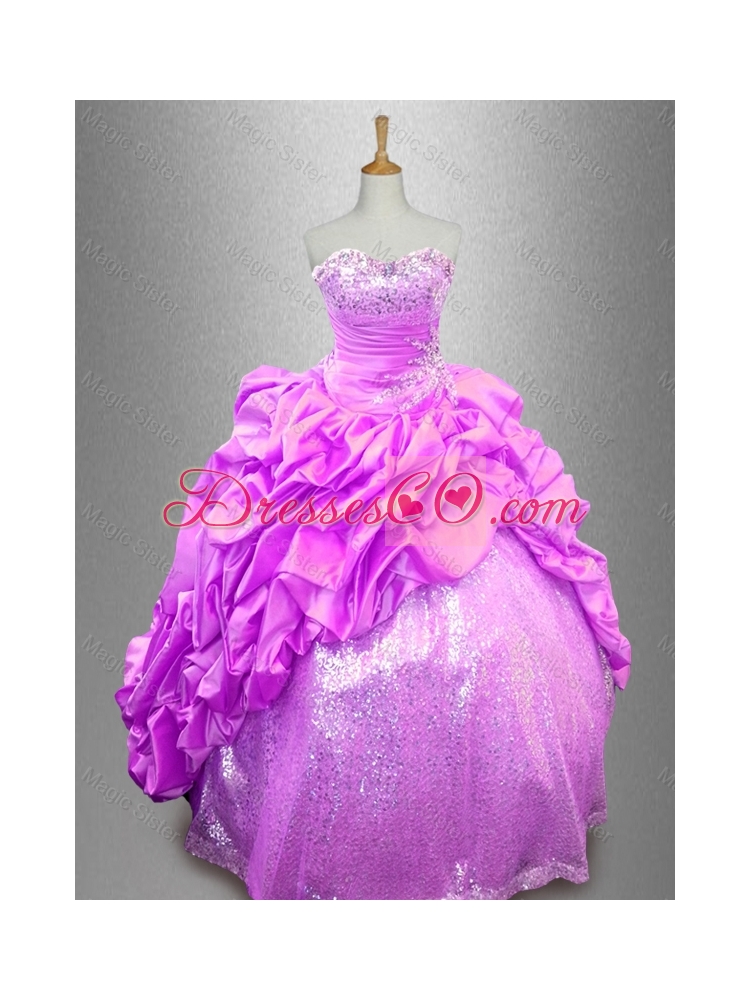 Beautiful Strapless Beaded Sweet Sixteen Dress with Pick Ups