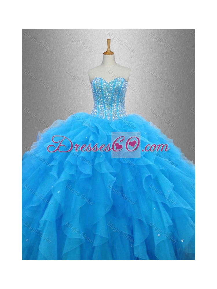 Latest Beaded Organza Quinceanera Dress with Ruffles