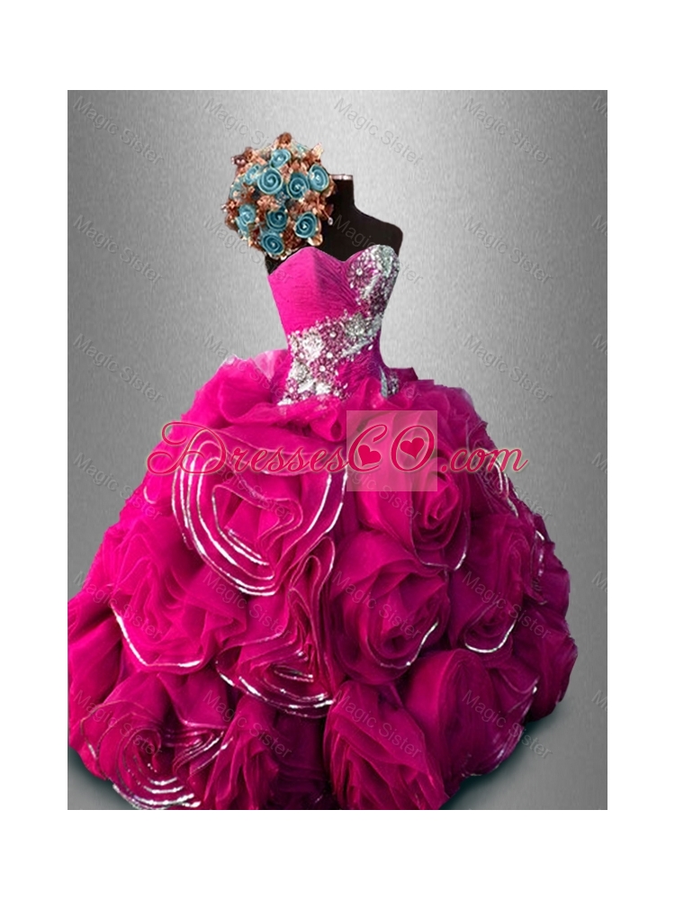 Luxurious Rolling Flowers Organza Quinceanera Gowns
