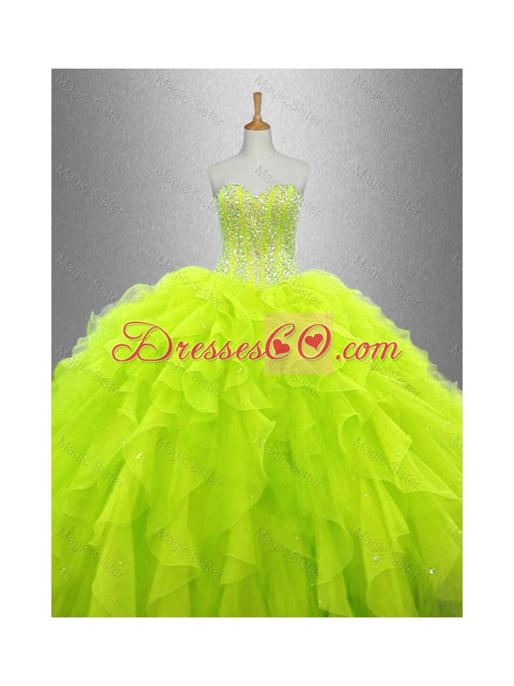 Yellow Green Beautiful Quinceanera Dress with Ruffles