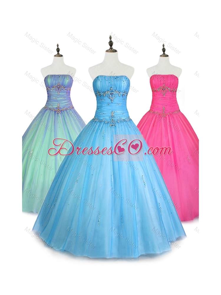 Classical Strapless Beaded Quinceanera Dress with Floor Length