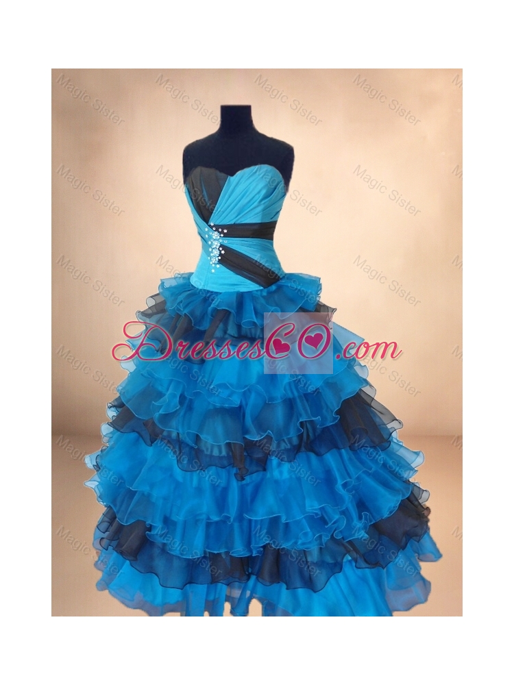 Custom Made Beaded Multi Color Quinceanera Gowns with Ruffled Layers