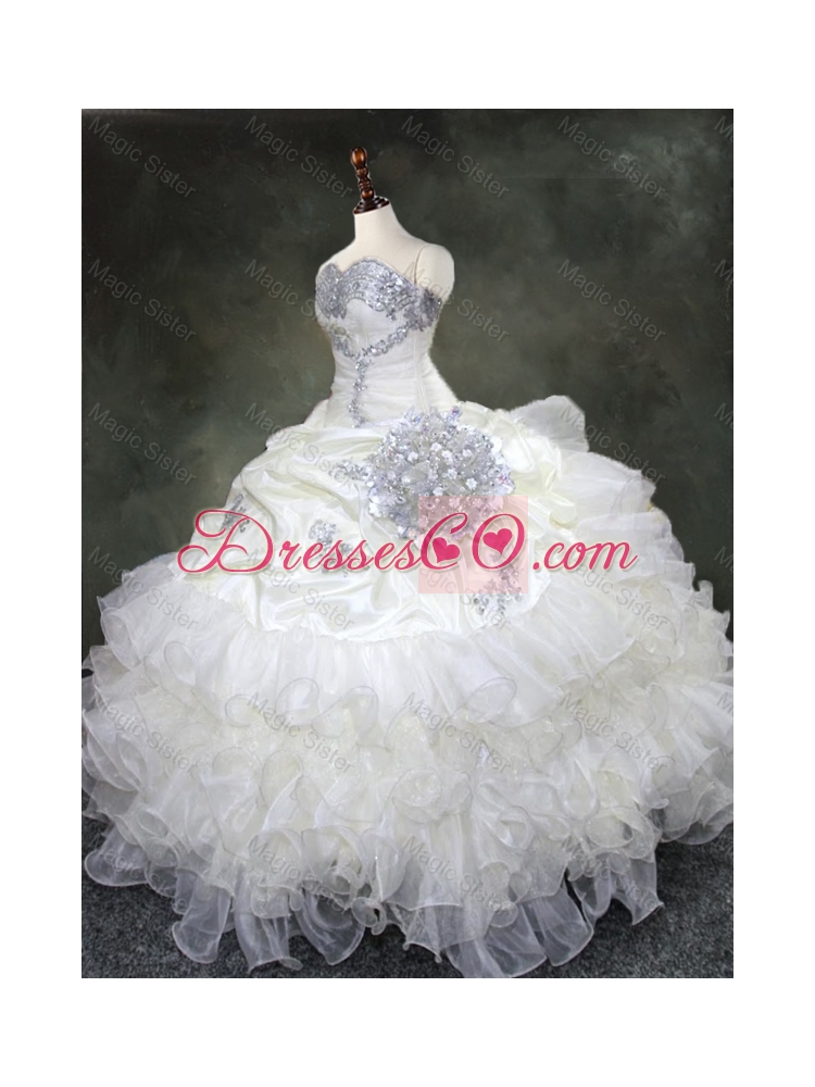 Custom Made Ruffled Layers Quinceanera Gowns with Beading and Sequins