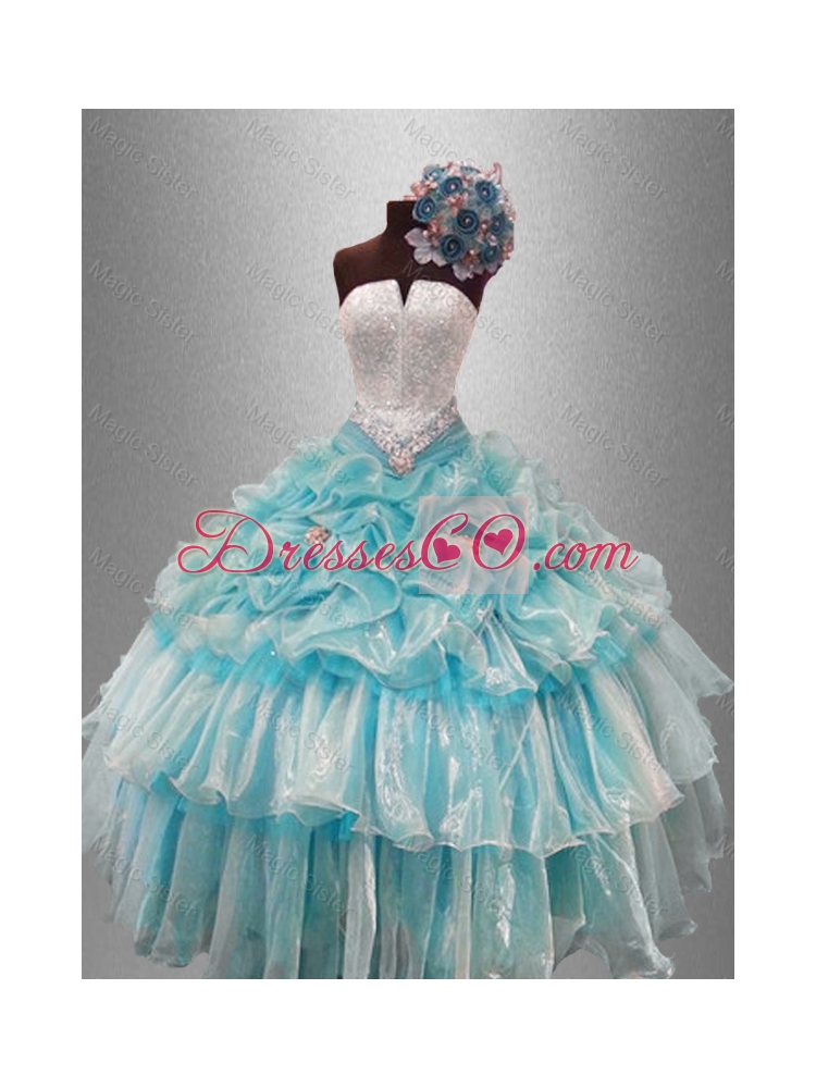 Custom Made Strapless Quinceanera Dress with Beading and Pick Ups