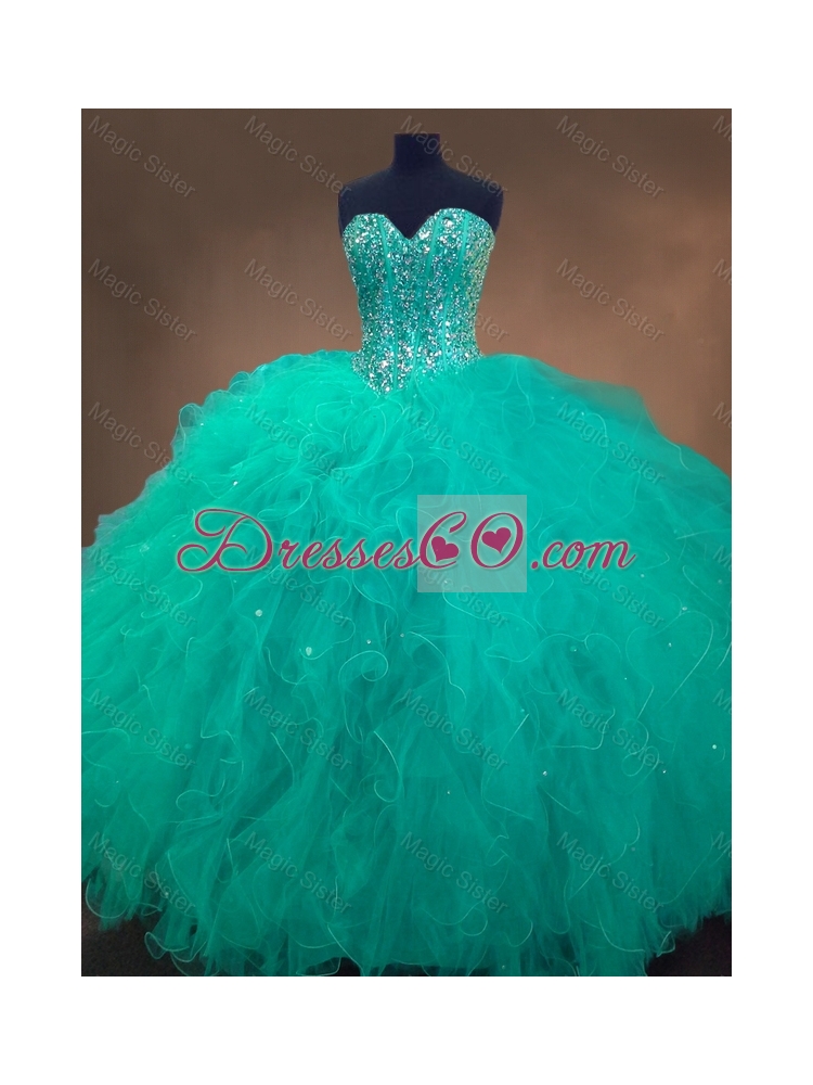 Custom Made Ball Gown Sweet Sixteen Dress in Turquoise