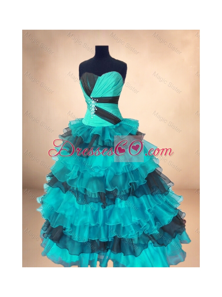 Fashionable Organza Sweet 16 Gowns with Ruffled Layers
