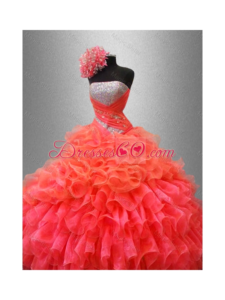 Organza Ruffles Fashionable Sweet Sixteen Dress with Sequins
