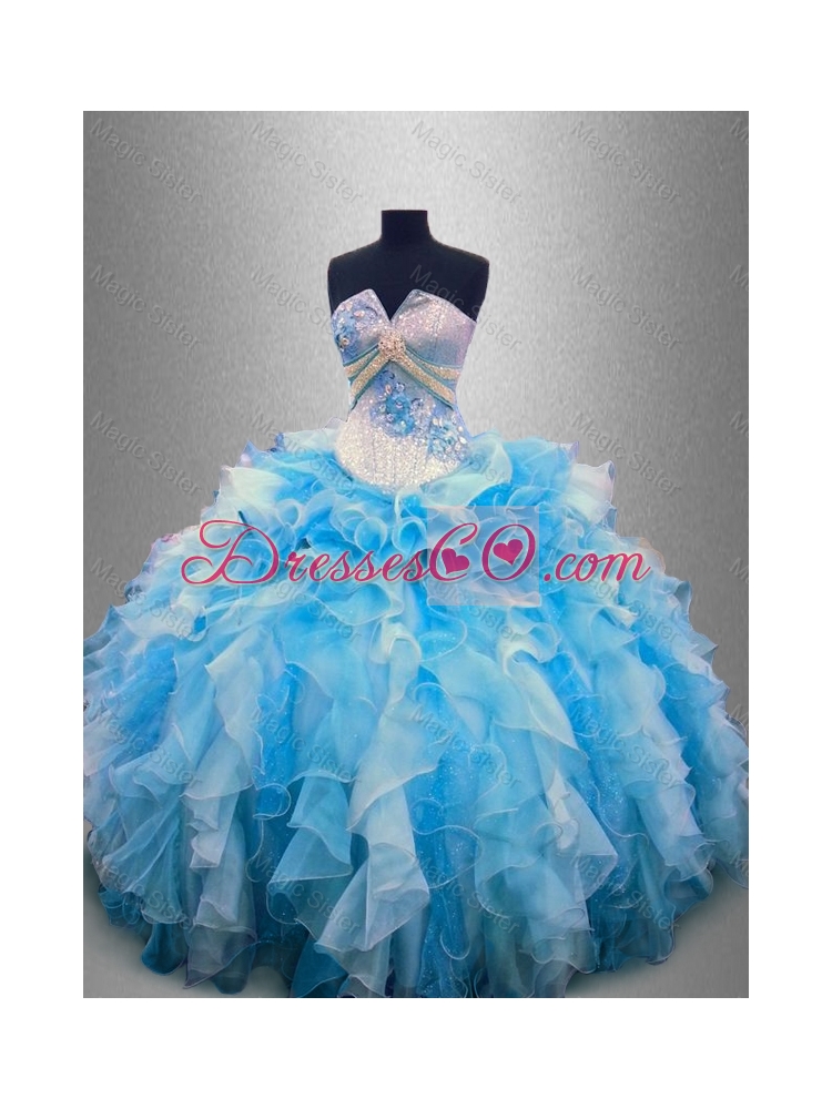 Beautiful Beaded and Ruffles Sweet 16 In Stock Gowns in Multi Color