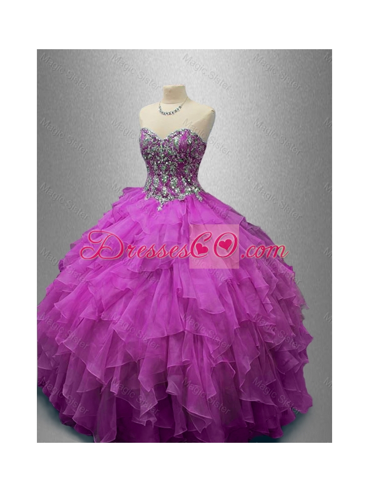 Elegant Ball Gown Sweet Sixteen Dress with Beading and Ruffles