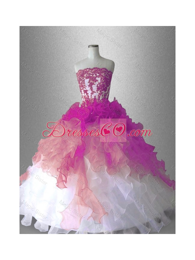 Appliques Ball Gown Classical Sweet 16 Gowns with Ruffles