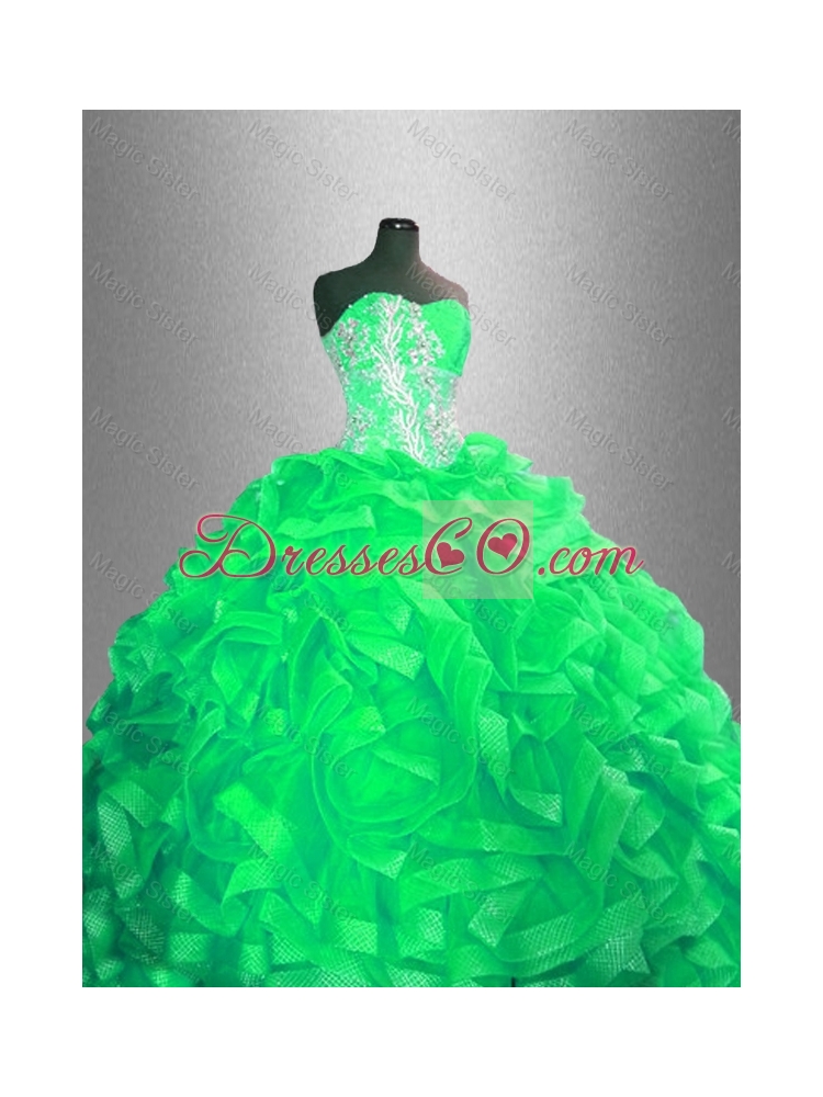 Classical Ball Gown Sweet Sixteen Dress In Stock with Beading and Ruffles