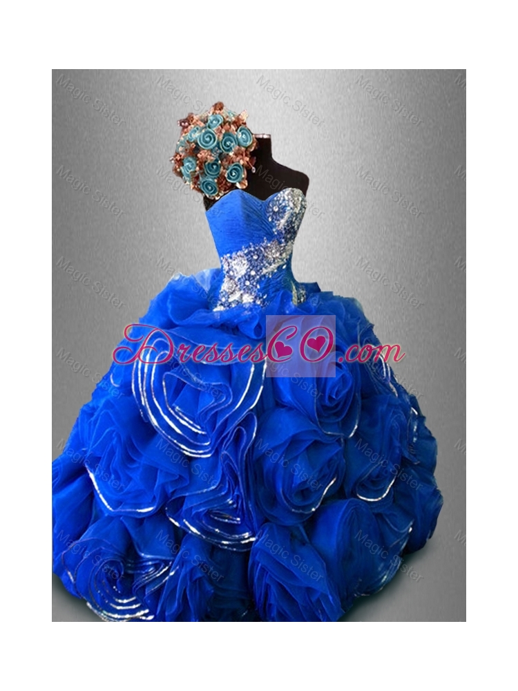 Classical Rolling Flowers Sweet Sixteen Dress with Beading