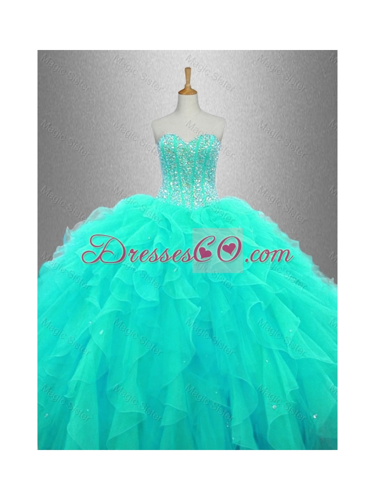 Elegant Ball Gown  Sweet Sixteen DressIn Stock with Beading and Ruffles