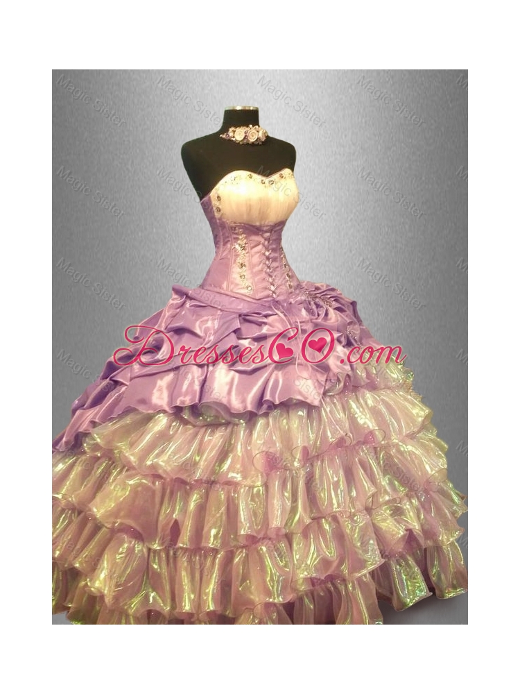 Flirting Quinceanera Dress with Beading and Ruffled Layers