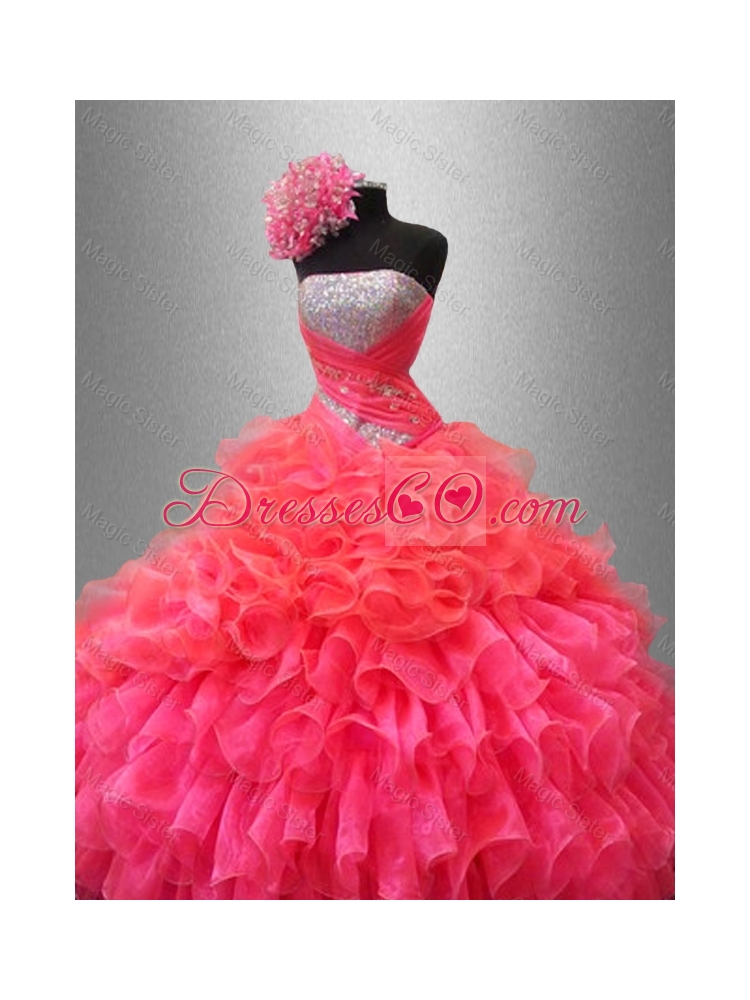 Perfect Strapless Quinceanera Dress with Sequins and Ruffles