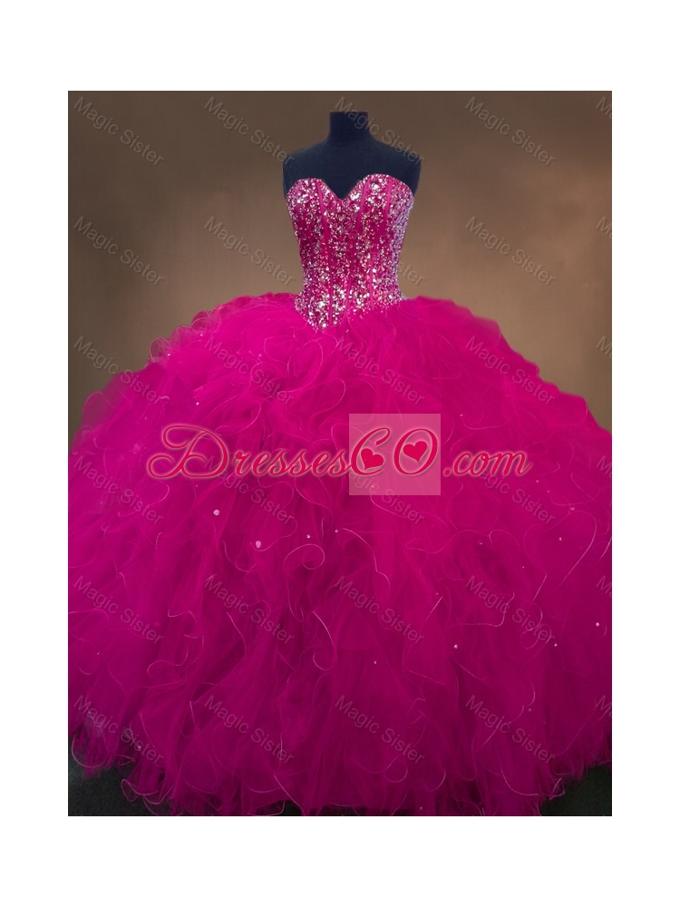 Luxurious Beaded Quinceanera Dress in Hot Pink