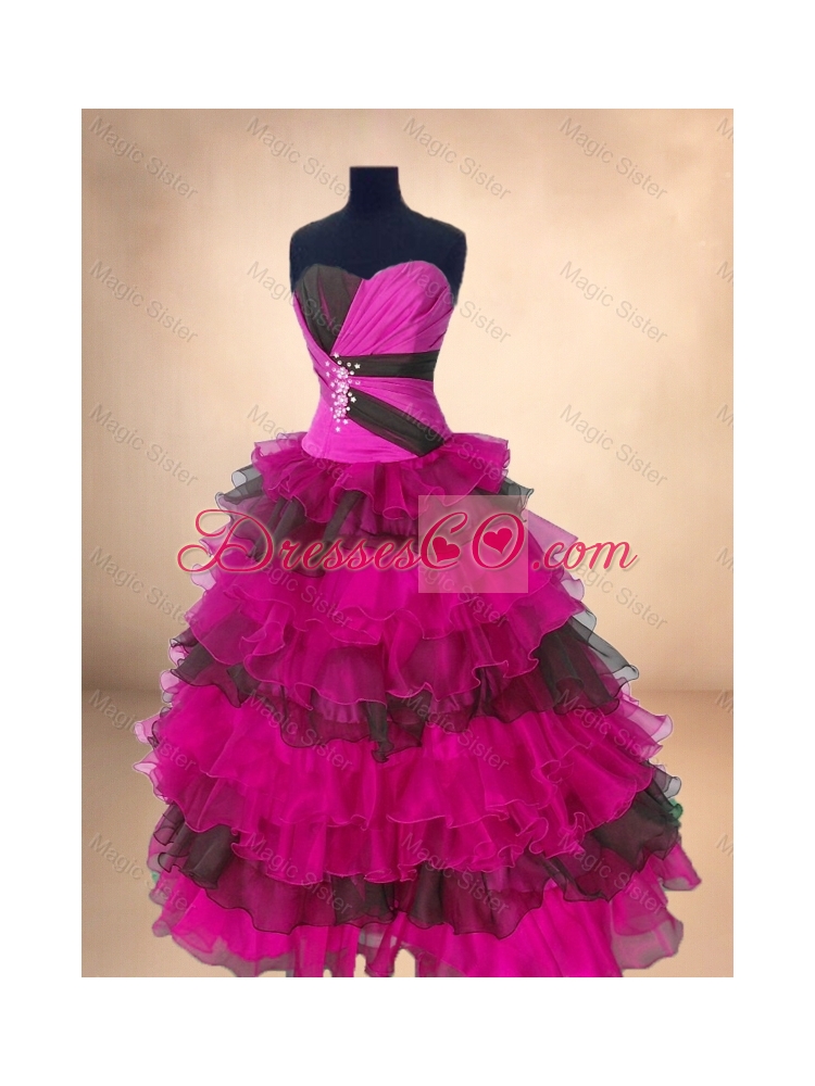 Popular Multi Color Sweet 16 Gowns with Ruffled Layers