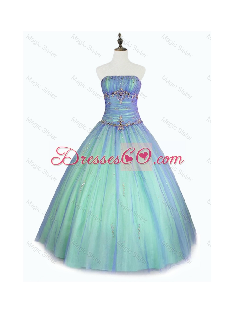 Pretty Beaded Floor Length Sweet Sixteen Dress with Strapless
