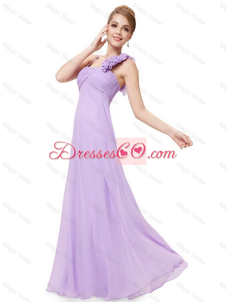 New Style Straps Lavender Prom Dress with Ruching