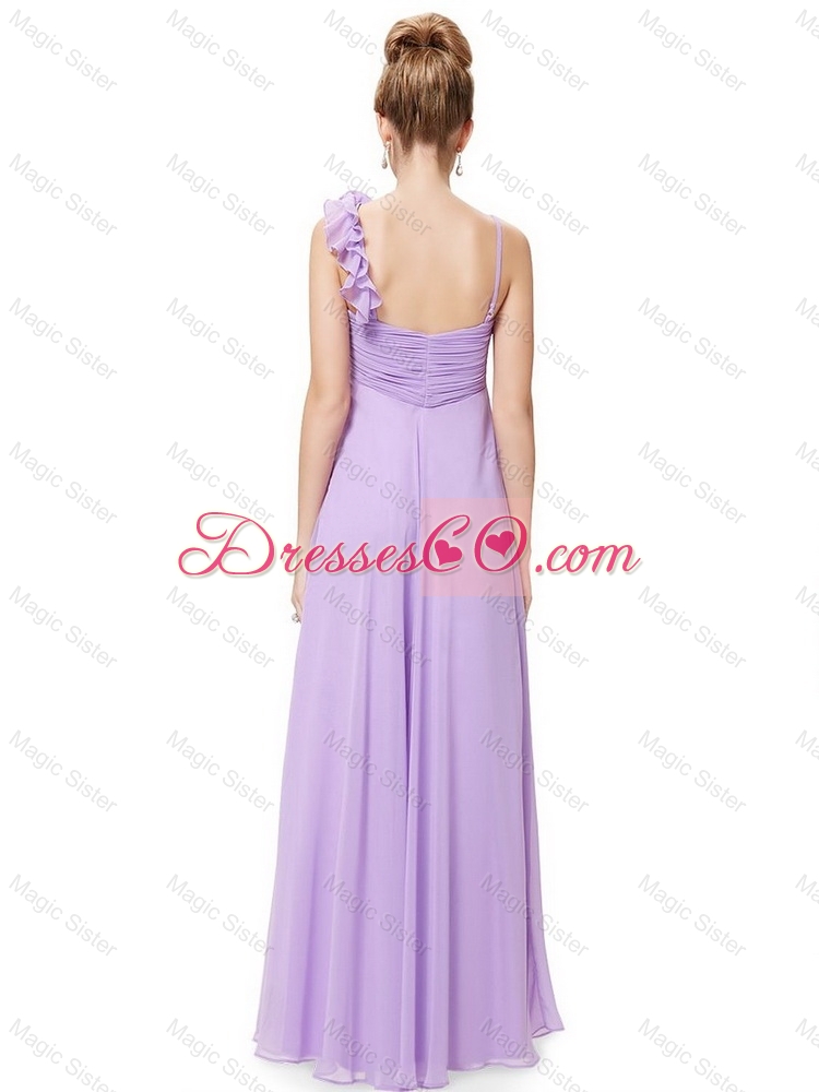 New Style Straps Lavender Prom Dress with Ruching