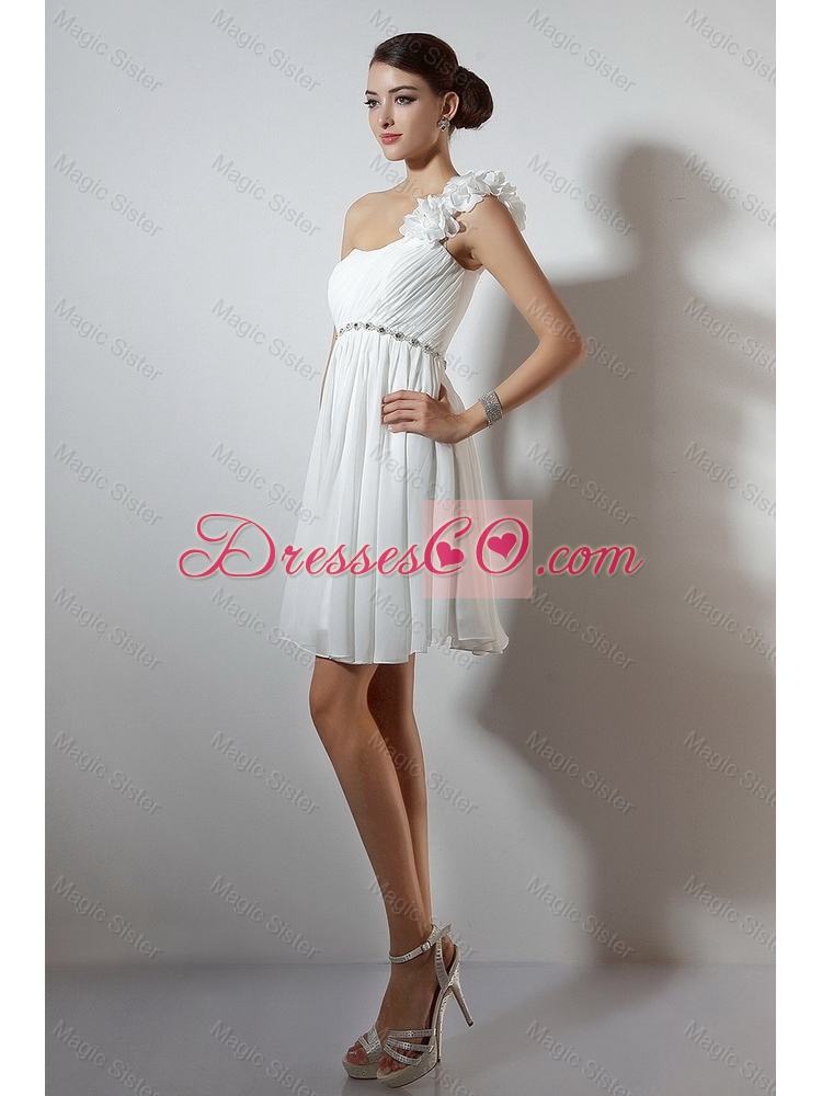 Elegant Empire One Shoulder Short Prom Dress in White