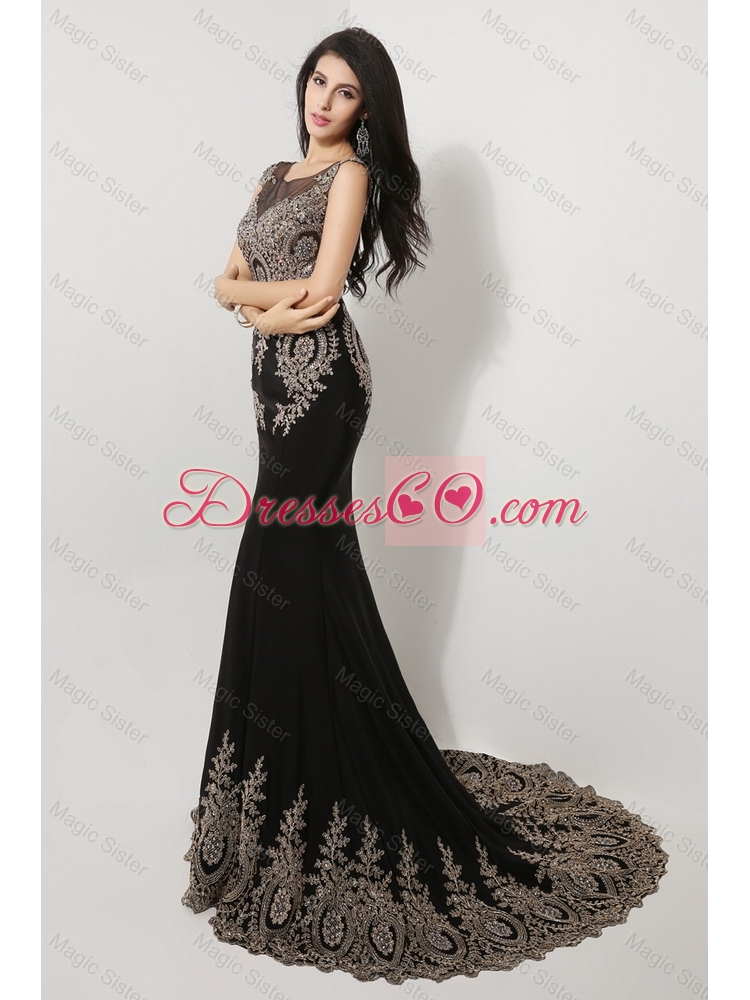 Gorgeous Mermaid Appliques and Beaded Prom Dress in Black