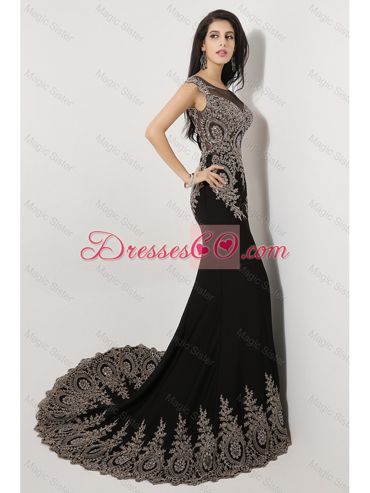 Gorgeous Mermaid Appliques and Beaded Prom Dress in Black