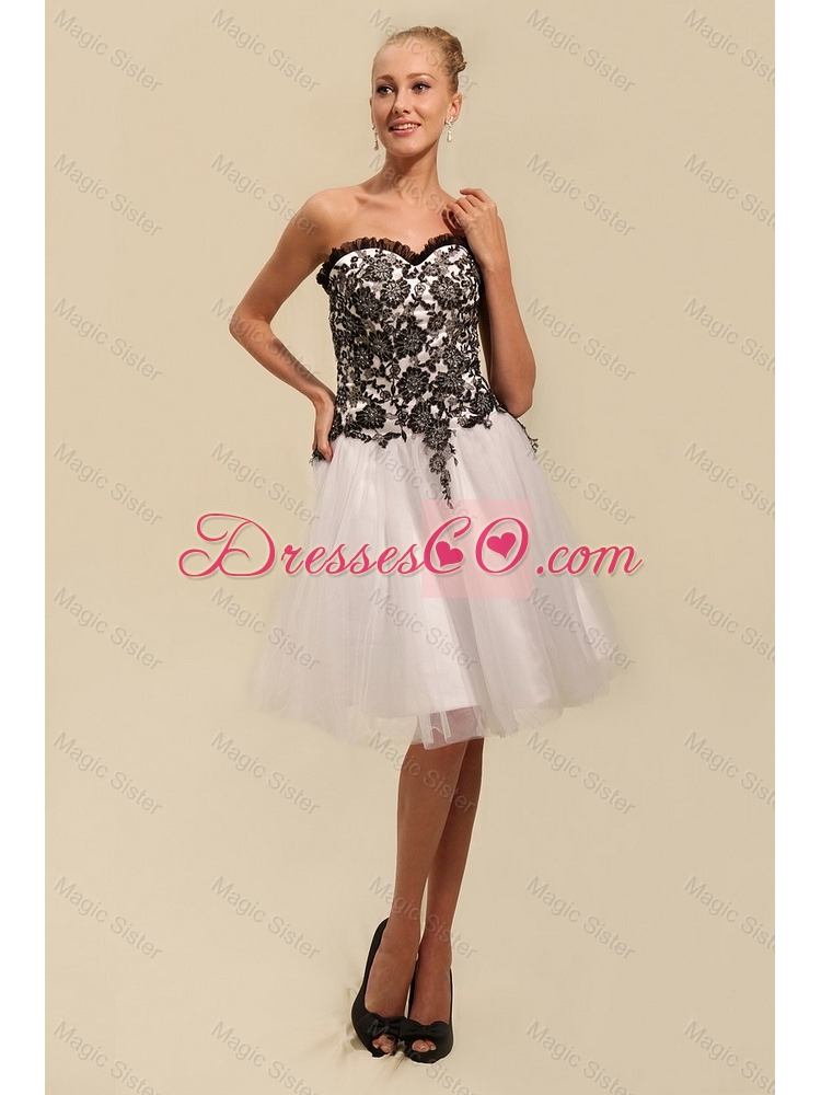 Gorgeous White and Black Prom Dress with Appliques