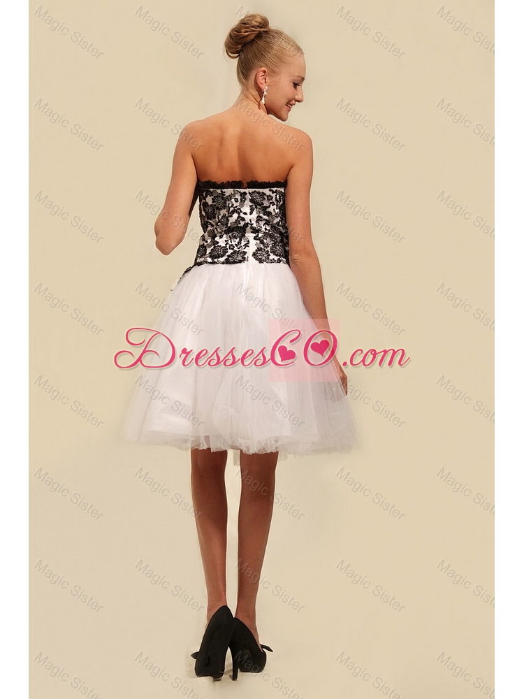 Gorgeous White and Black Prom Dress with Appliques
