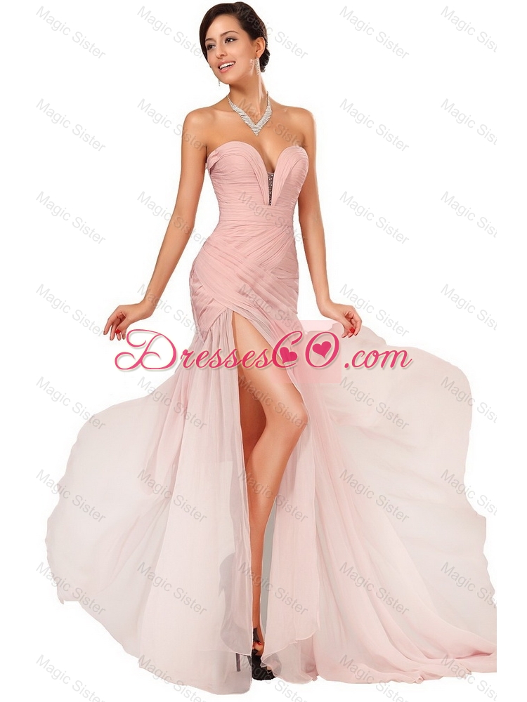 Luxurious Side Zipper Ruched Prom Dress with Asymmetrical