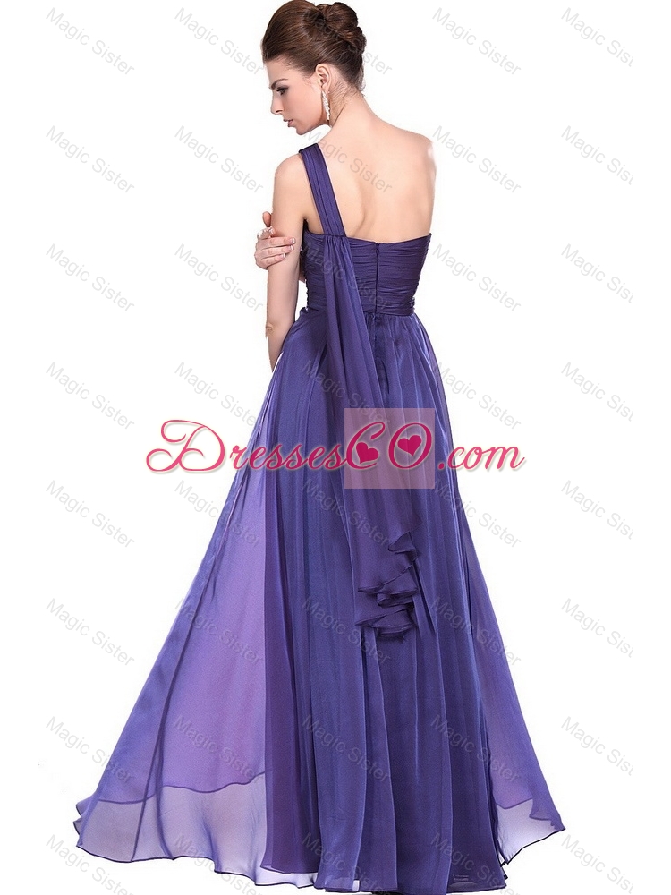 New Arrivals One Shoulder Purple Prom Dress with Beading