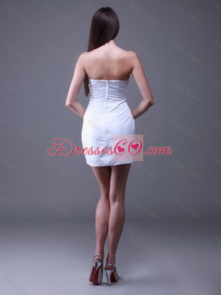 New Style Mini Lengt Beaded Prom Gowns in White