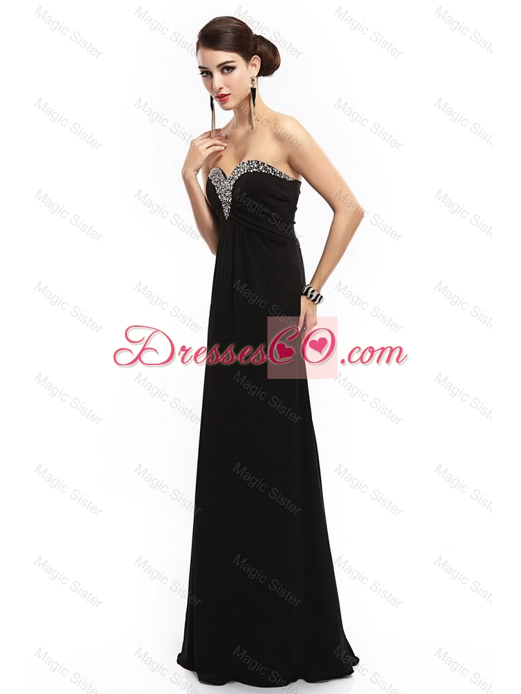 New Style Beaded Black Prom Dress with Lace Up