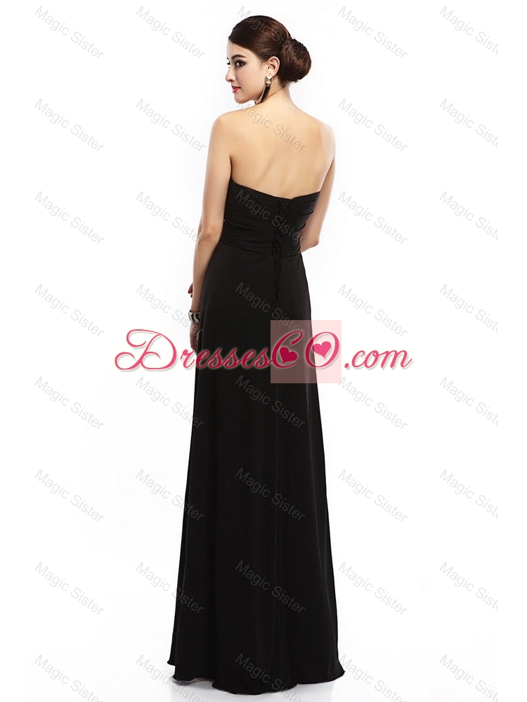 New Style Beaded Black Prom Dress with Lace Up