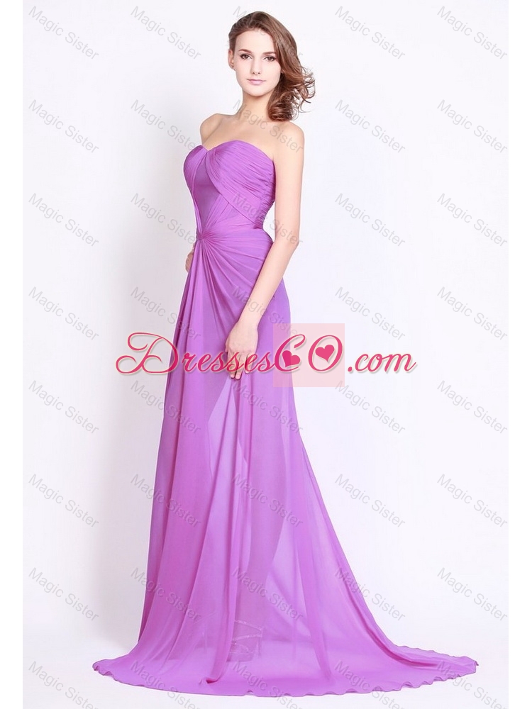 Perfect Lilac High Slit Prom Dress with Brush Train