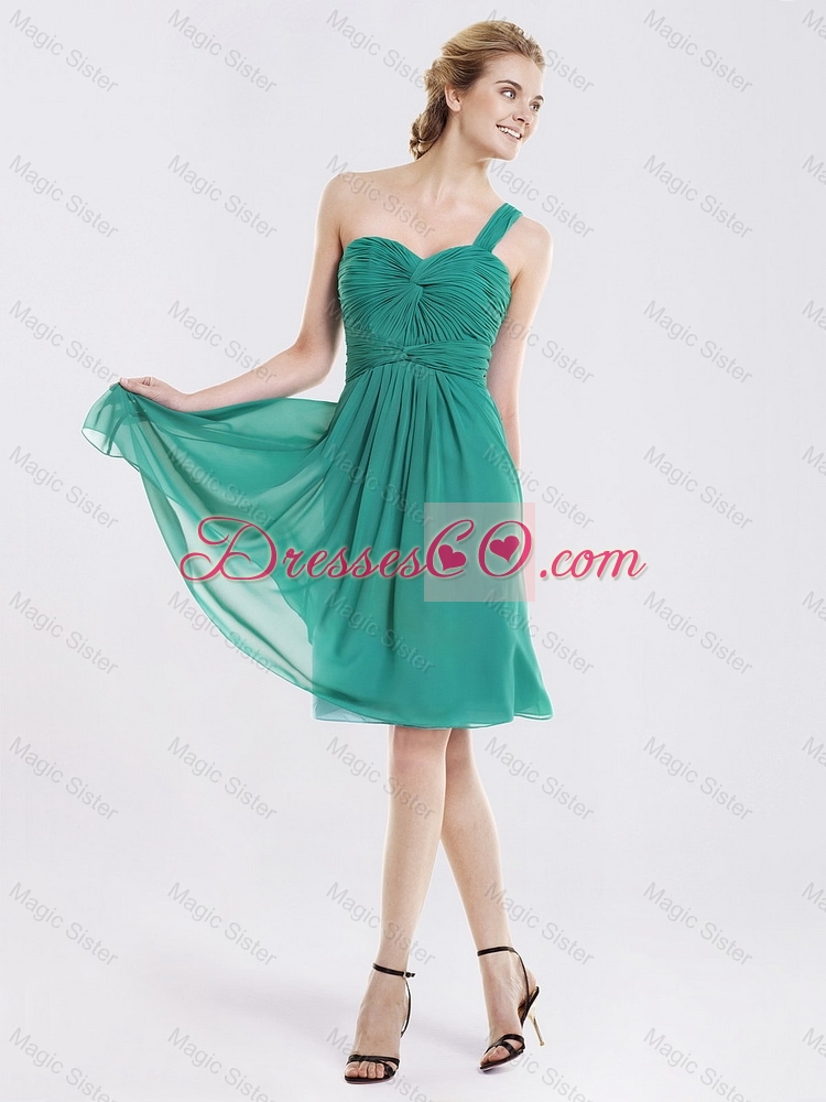 Popular Cheap Lovely Short One Shoulder Prom Dress with Ruching