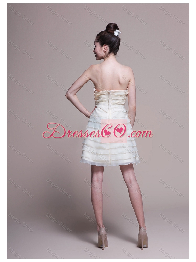 Romantic Strapless Short Prom Dress with Ruffled Layers