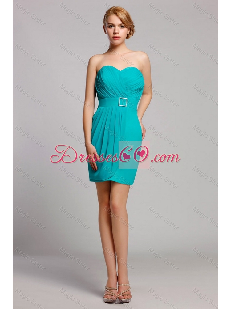 Pretty Column Prom Dress with Ruching and Belt