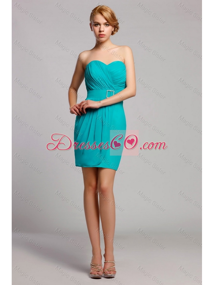 Pretty Column Prom Dress with Ruching and Belt